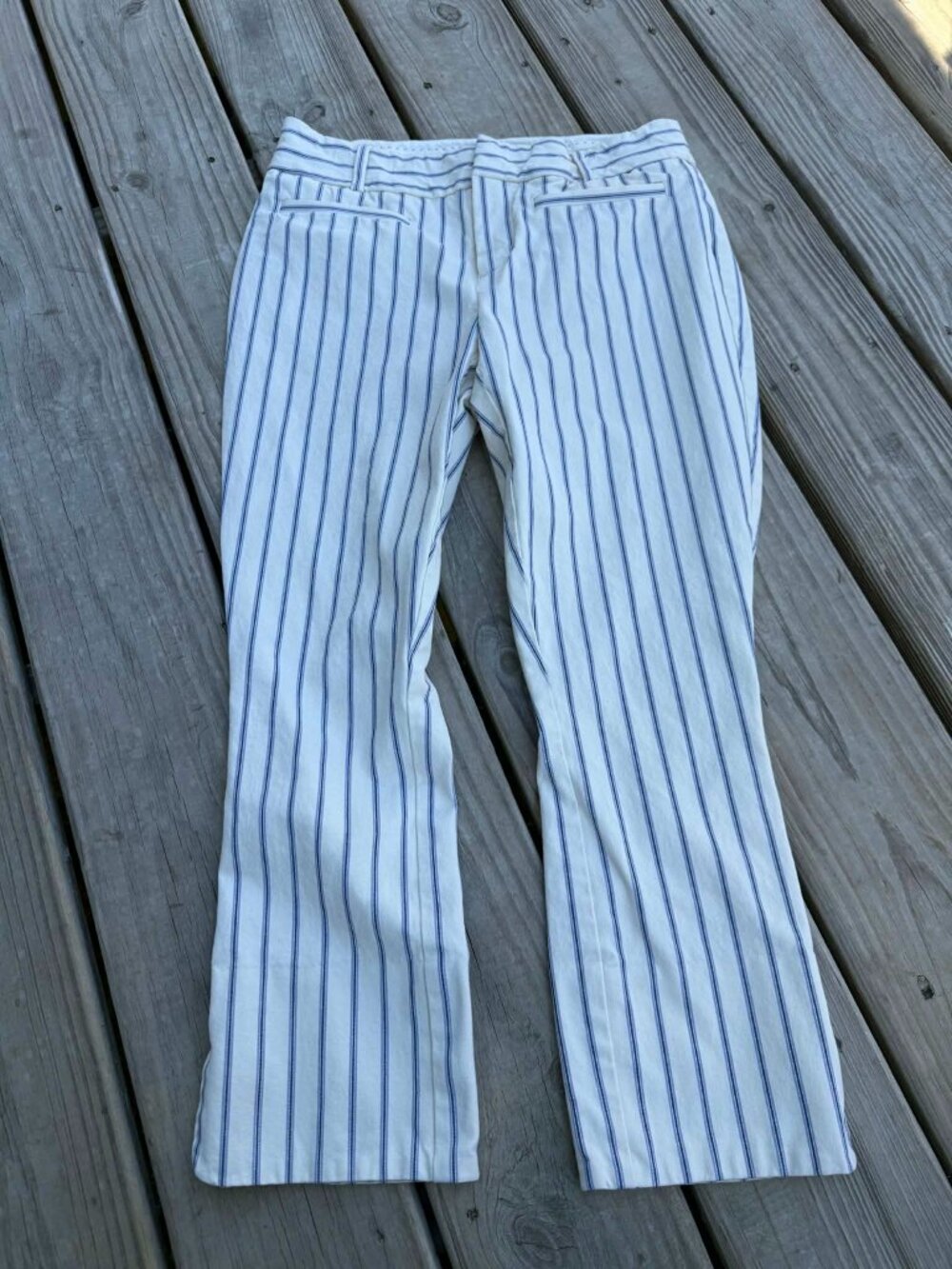 Anthropology Slim Pinstripe Pants Coastal Preppy Clean Girl Office Chic 3269
